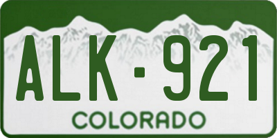 CO license plate ALK921