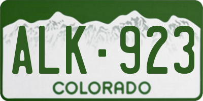CO license plate ALK923