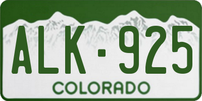 CO license plate ALK925