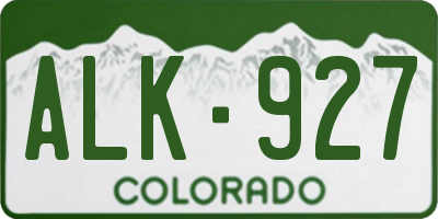 CO license plate ALK927