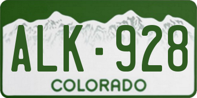 CO license plate ALK928