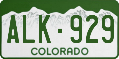 CO license plate ALK929