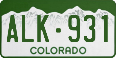 CO license plate ALK931