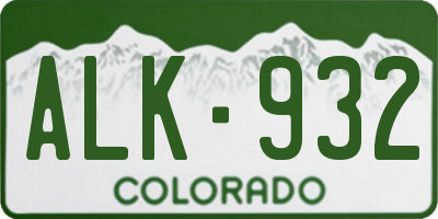 CO license plate ALK932