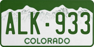 CO license plate ALK933