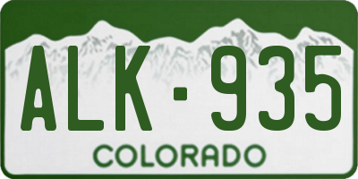 CO license plate ALK935
