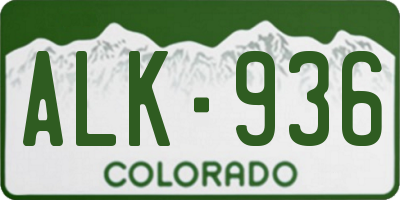 CO license plate ALK936