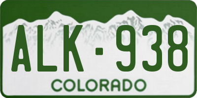 CO license plate ALK938