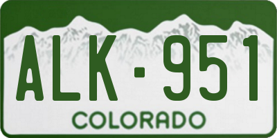 CO license plate ALK951