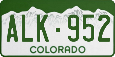 CO license plate ALK952