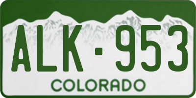 CO license plate ALK953