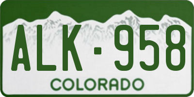 CO license plate ALK958