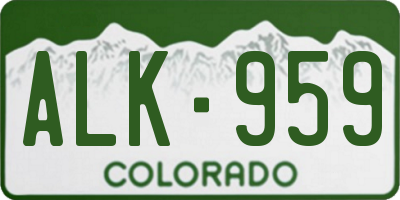 CO license plate ALK959