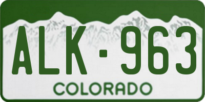 CO license plate ALK963