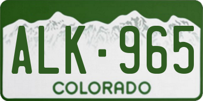 CO license plate ALK965