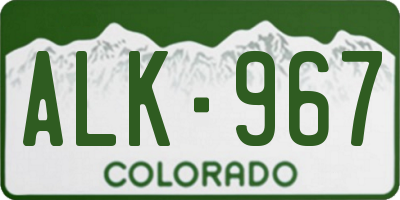CO license plate ALK967