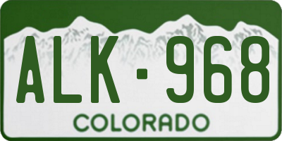CO license plate ALK968