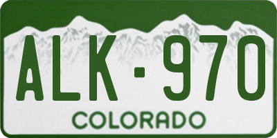 CO license plate ALK970