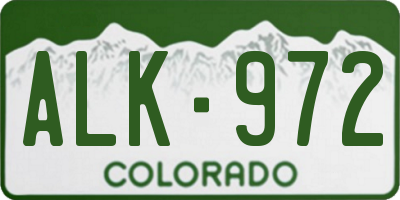 CO license plate ALK972