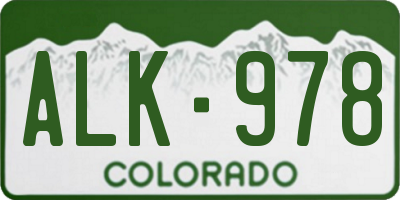 CO license plate ALK978