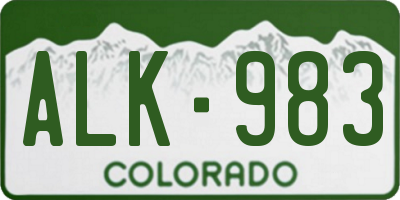 CO license plate ALK983