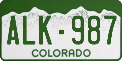 CO license plate ALK987