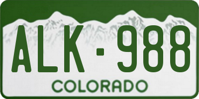 CO license plate ALK988