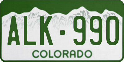 CO license plate ALK990