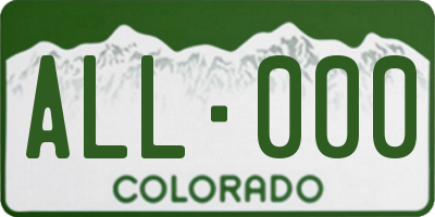 CO license plate ALL000