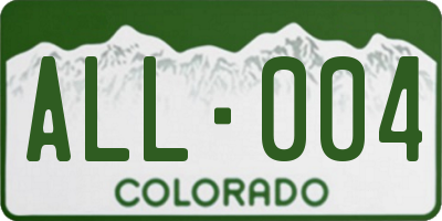 CO license plate ALL004