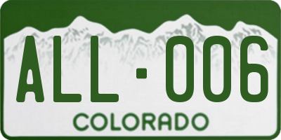 CO license plate ALL006
