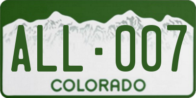 CO license plate ALL007