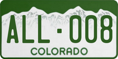CO license plate ALL008