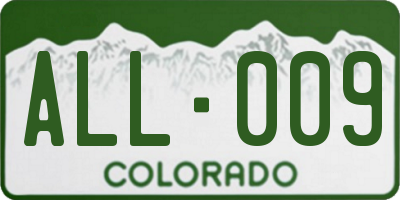 CO license plate ALL009