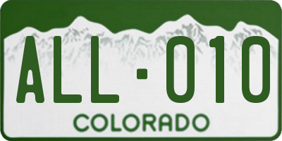 CO license plate ALL010