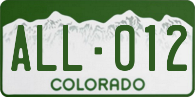 CO license plate ALL012