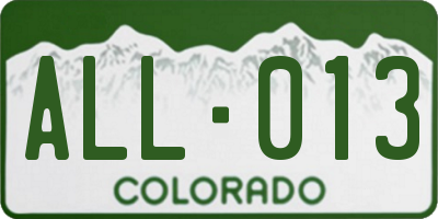 CO license plate ALL013