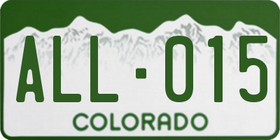 CO license plate ALL015