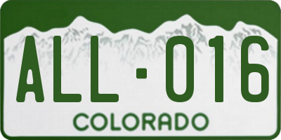 CO license plate ALL016