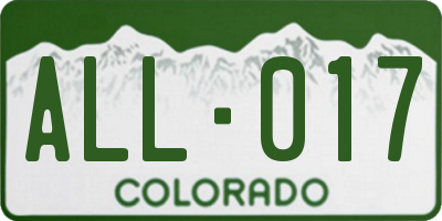 CO license plate ALL017