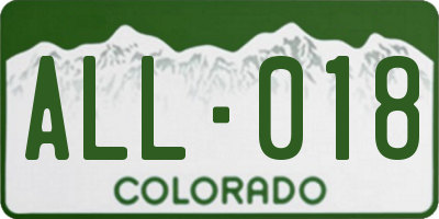 CO license plate ALL018