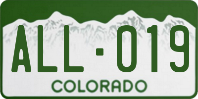 CO license plate ALL019