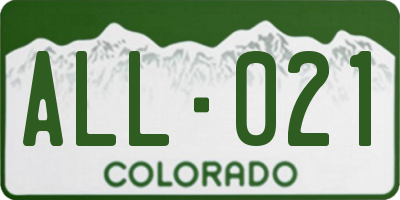 CO license plate ALL021