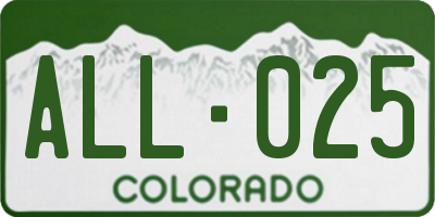 CO license plate ALL025