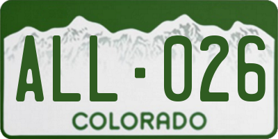 CO license plate ALL026
