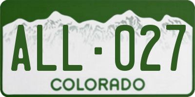 CO license plate ALL027