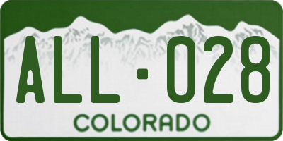 CO license plate ALL028