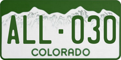 CO license plate ALL030