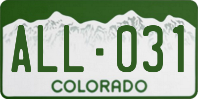 CO license plate ALL031