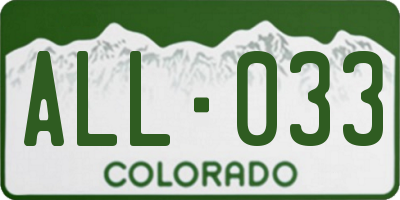 CO license plate ALL033